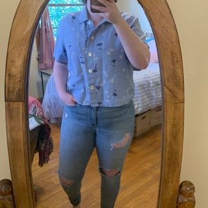 Lenin Blue Floral Button Up